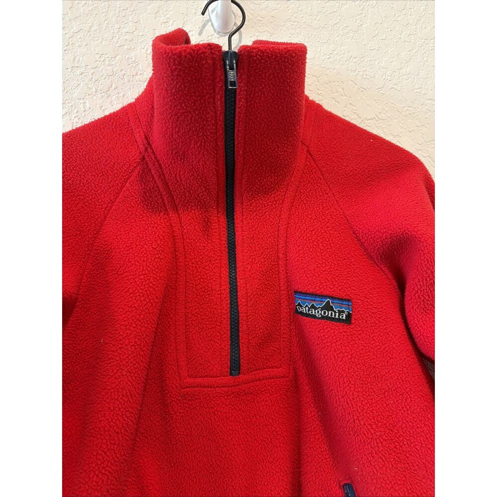 Vintage 80s 90s Patagonia Quarter Zip Red Navy Big Tag Unisex Size Small Hiking - Picture 2 of 9